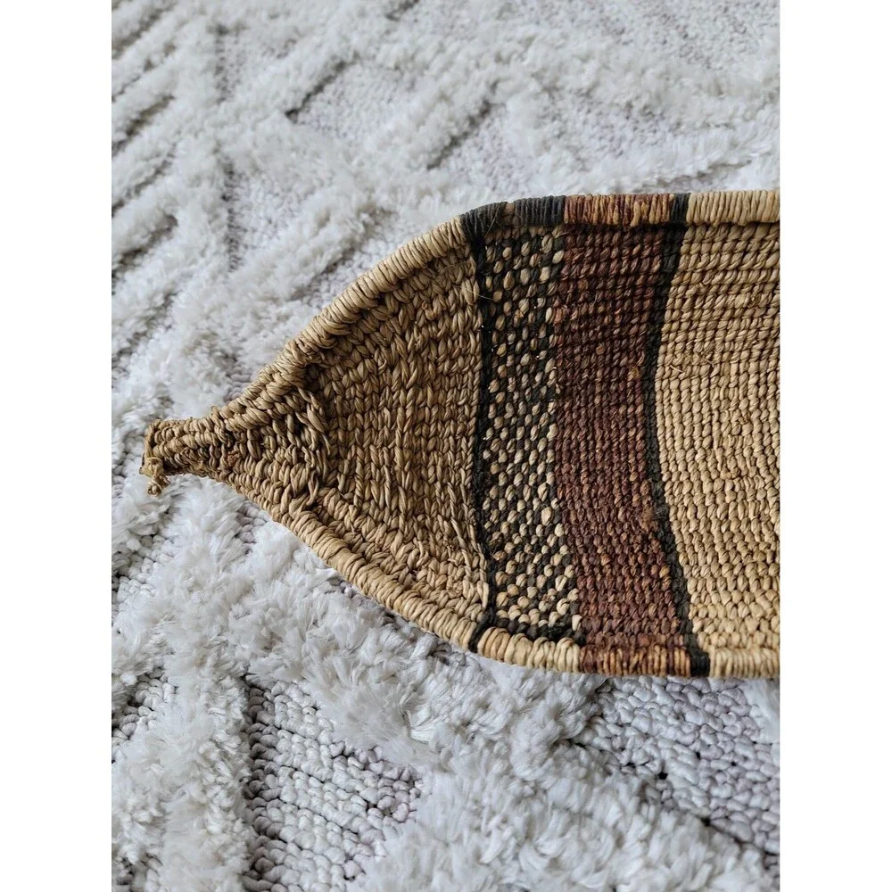 Ethiopian Handmade Gambela Seed Or Bread Basket Woven 22x6x4